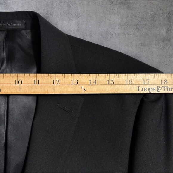CALVIN KLEIN Men's Blazer 40L Sport Coat Two Button Jacket Black Stretch Wool - Picture 7 of 14